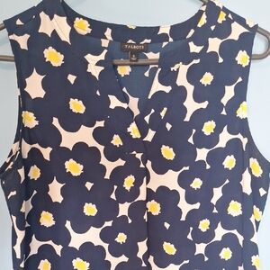 Talbots Blue and White Floral Sleeveless Blouse